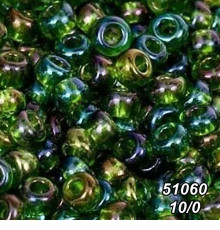 Бісер Preciosa 10/0 зелений (51060-10/0-1с) райдужний 50 гр.