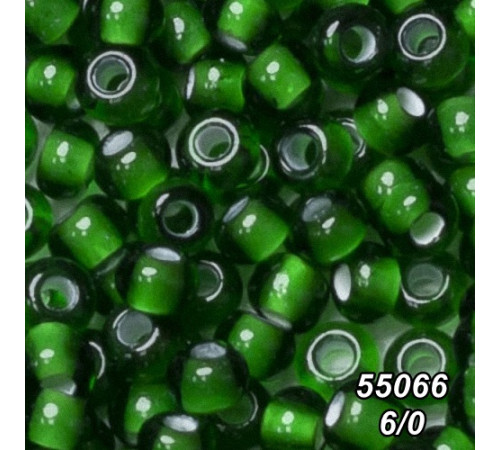 Бисер Preciosa 6/0 зелёный (55066-6/0-1с) прозрачный, прокрашенный 50 гр.