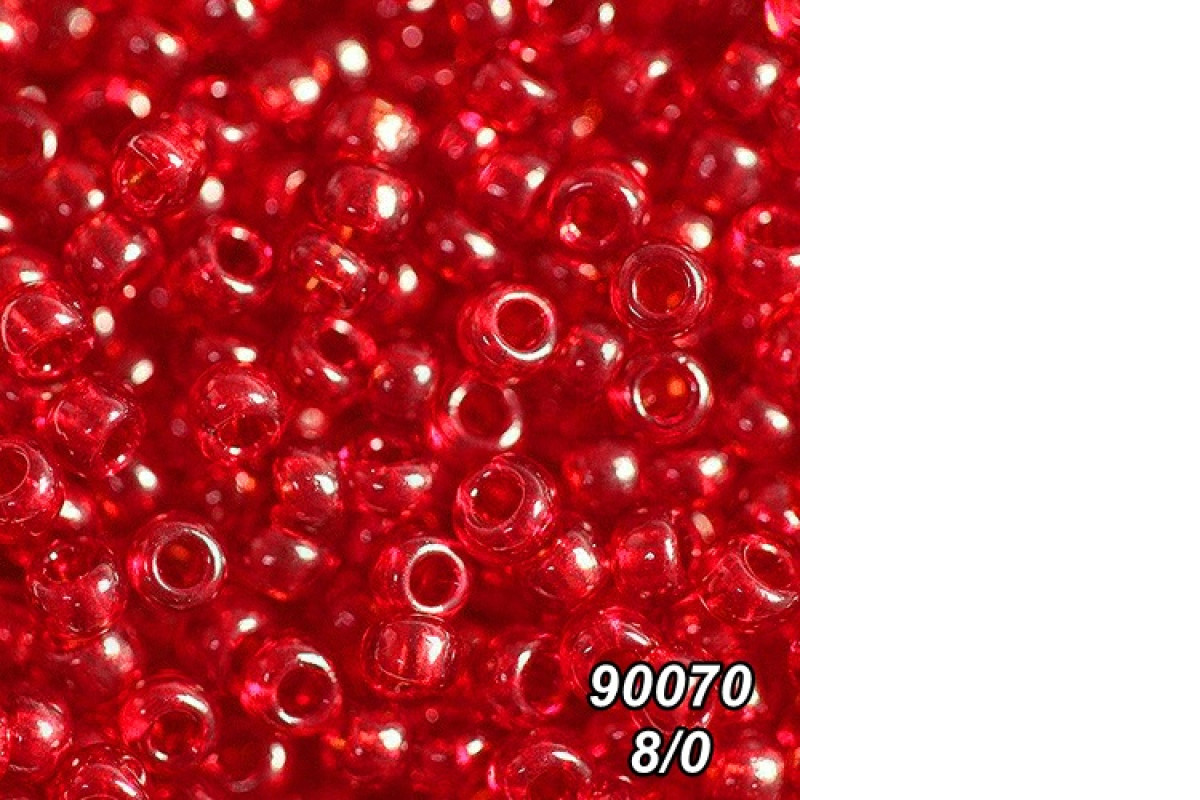 Бісер Preciosa 8/0 червоний (90070-8/0-1с) прозорий 50 гр.