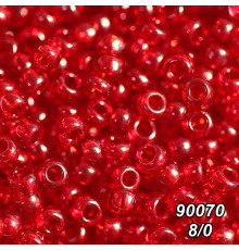 Бісер Preciosa 8/0 червоний (90070-8/0-1с) прозорий 50 гр.
