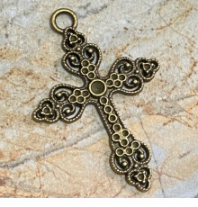 Згарда хрест “Ажурний” великий, (5,0х3,5 см.), Колір: бронза zgb-104