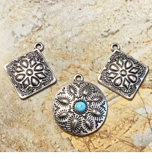 Згарди “Комплект Соняшник, карпатська квітка” (3 шт.) Колір: срібло zgs-107