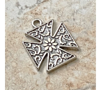 Згарда “Хрест Козацький “Косиця шовкова квітка ” (2,3х2,0 см.). Колір: срібло zgs-29
