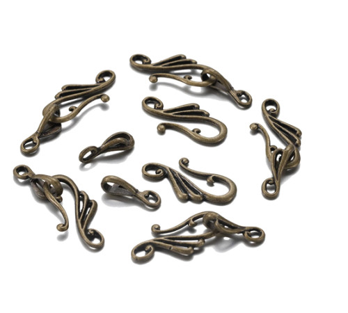 Застібка гачок d-8,0 мм. L-25мм. Колір металу: бронза. Упаковка (10 шт.) 57999-b 