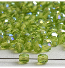 Намистини Preciosa скляні 50520/15495 Crystal Peridot ( 4 мм.). Колір: салатовий, прозорый, райдужний 50 гр. (+-645 шт.)0