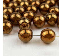 Намистини Preciosa скляні 23980/14496 (8 мм.). Колір: коричневий, перлинний. 50 гр. (+-80 шт.)